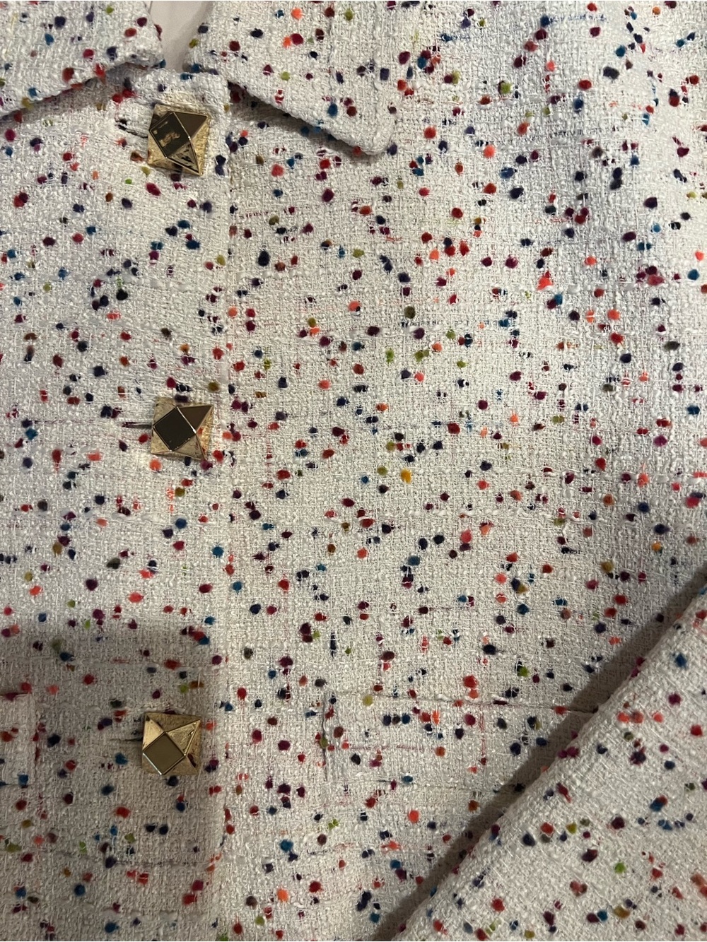 Express White Tweed Jacket with Multicolor Speckle - Picture 2 of 2